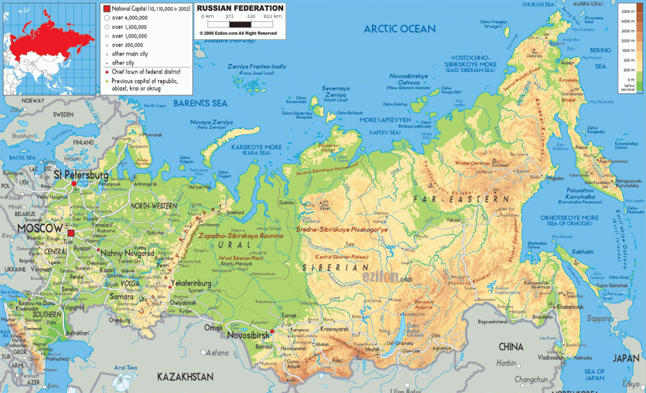 Geographical Map of Russia